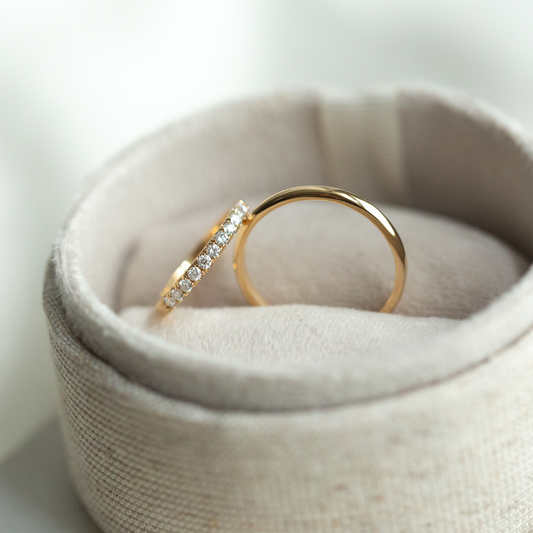 Meia Aliança Diamantes - 2mm